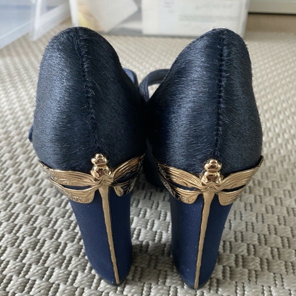 SOLD tory burch designer pony skin shoes fancy heel - Picture 1 of 10